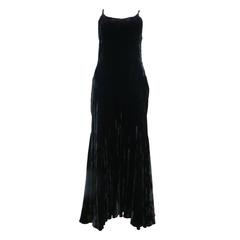 Vintage 1980s Norma Kamali for Giorgio of Beverly Hills Black Velvet Fishtail Gown