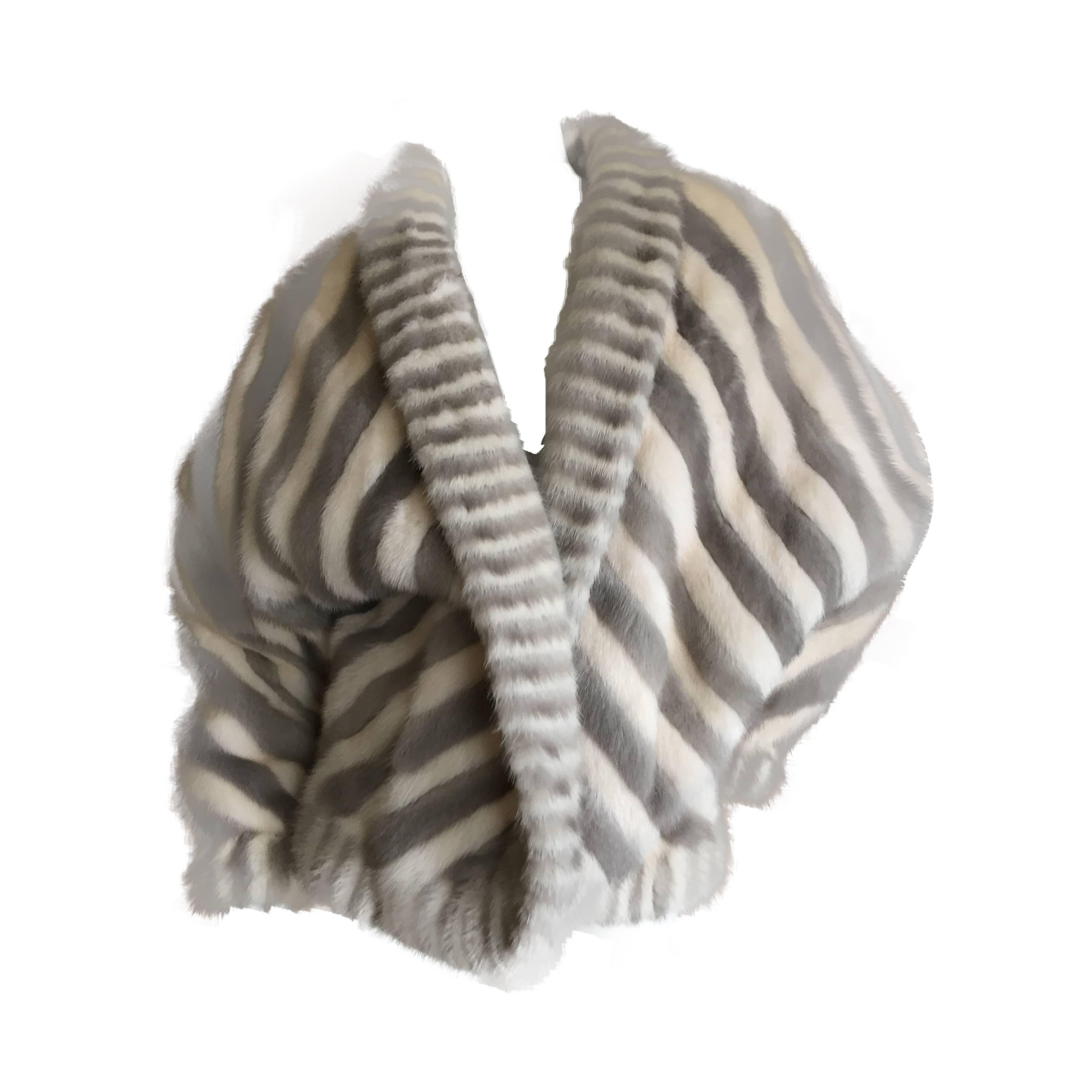 Dramatic Mink Stripe Cocoon Reversible Fur Jacket