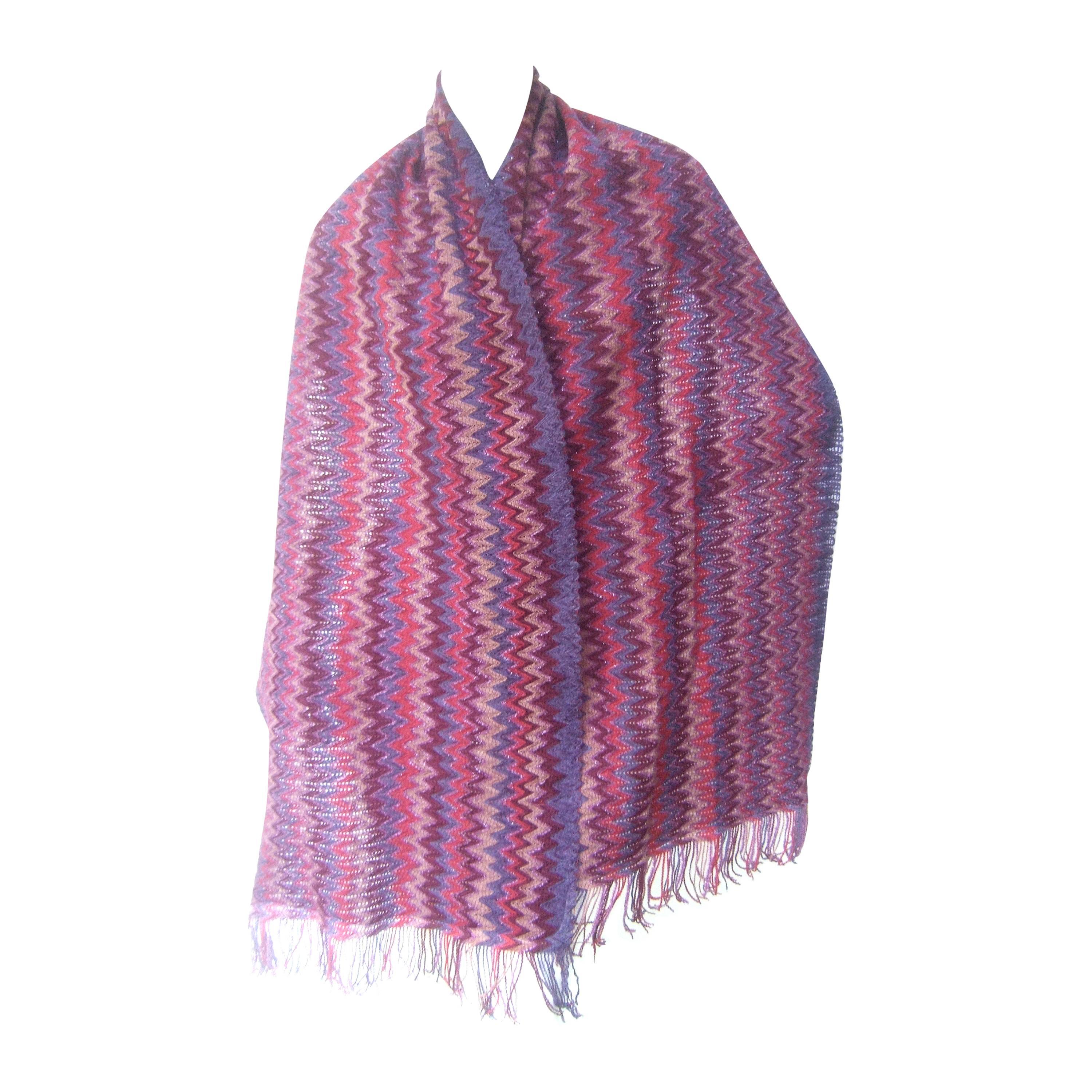 Missoni Italy Pastel Chevron Knit Shawl Scarf