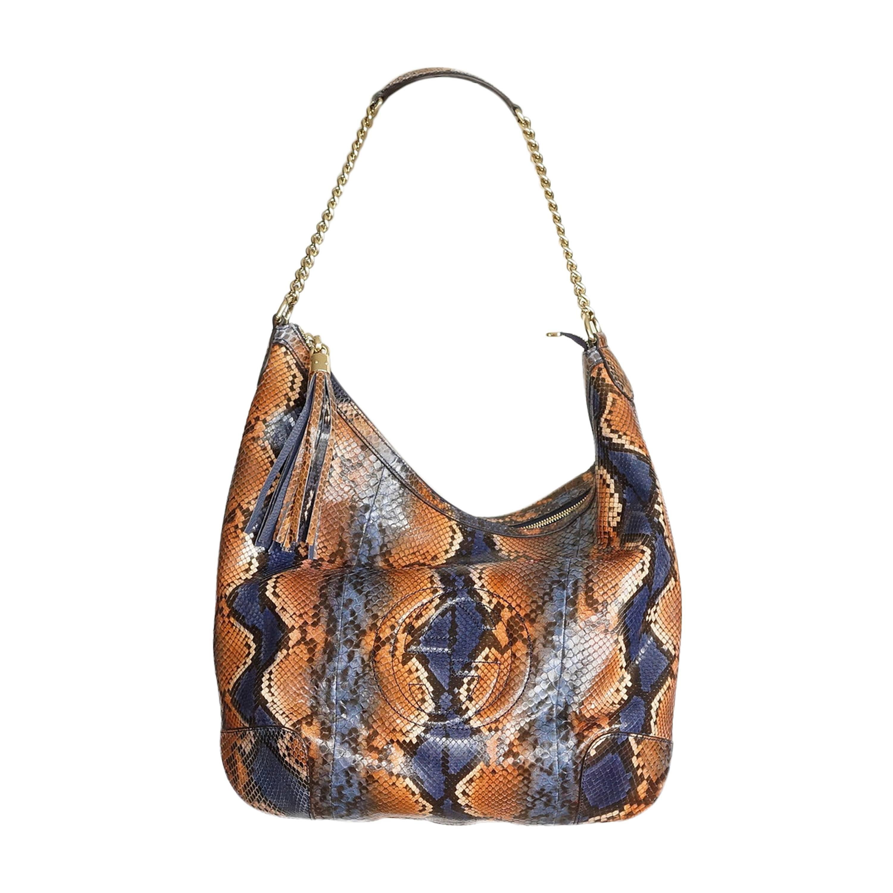 GUCCI Bag SoHo Tote Exotic Colours Python Hobo Lush Tassel nwt