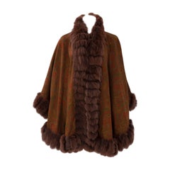 Vintage Unworn Sprung Frères Reversible Cashmere & Sable Fur Stole Cape