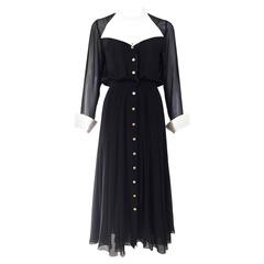 1970s CHANEL black silk dress 