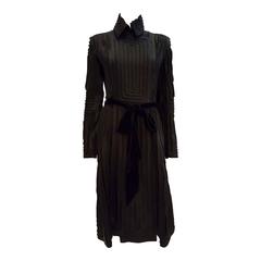 F/W 2002 Tom Ford for YSL black silk coat with velvet sash
