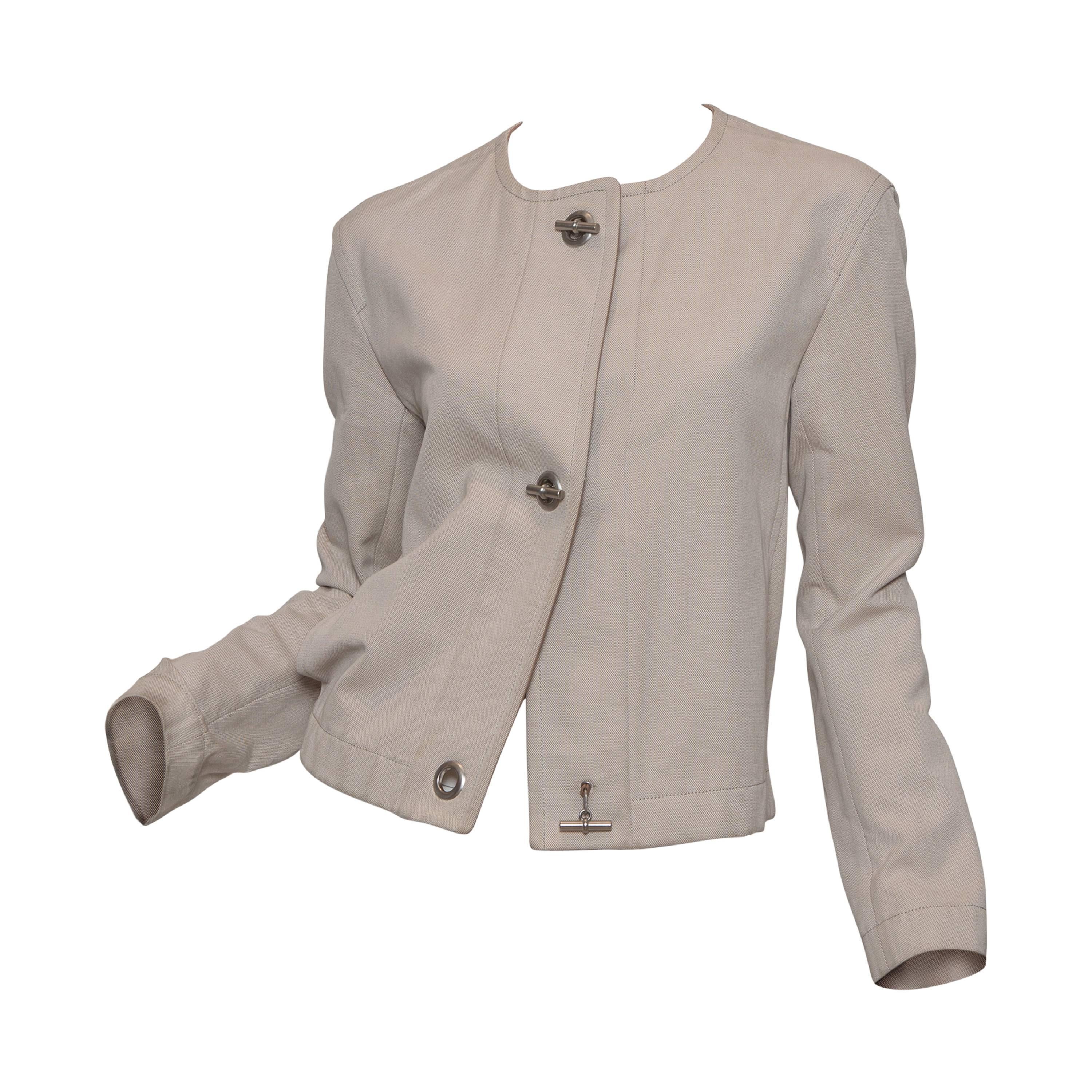 Hermes Tan Cotton Jacket with Silver Toggles