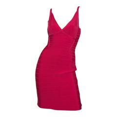 Herve Leger Fuscia Bandage Dress