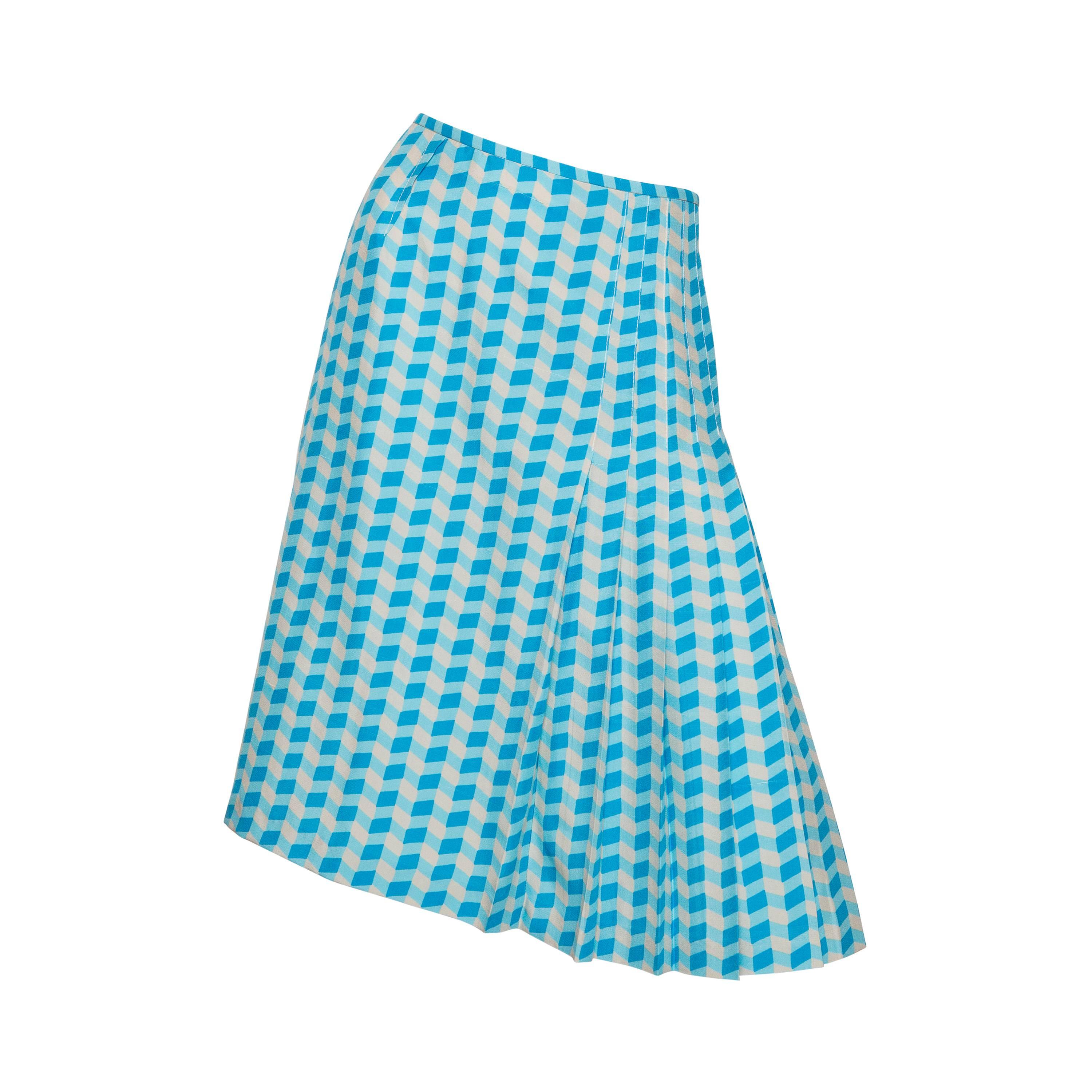 Bottega Veneta Pleated Skirt with Check-Like Print 