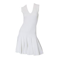 Recent Azzedine Alaia White Knit Flared Skirt Dress