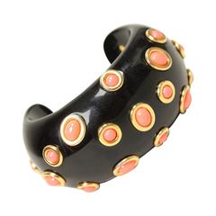 Retro Kenneth Jay Lane Cuff with Coral Cabochons