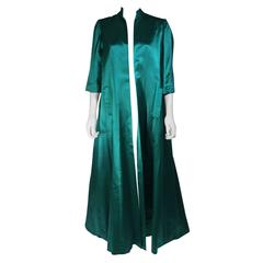 Galanos Green Silk Opera Coat Size Small 4