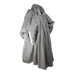 Galanos Attributed Dramatic Grey Silk Opera Coat Size Small Medium