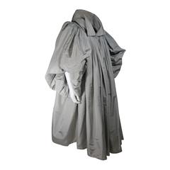 Galanos Attributed Dramatic Grey Silk Opera Coat Size Small Medium 5