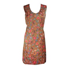 Galanos Estampado Floral Vestido con Bolsillos Talla Pequeña Mediana