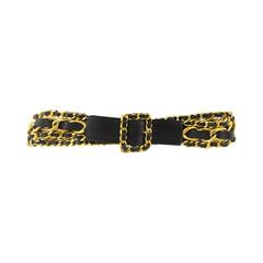 Chanel Black Leather and Gold Tone Chain Belt - 1992