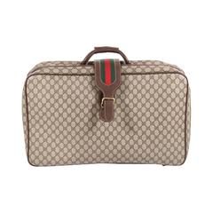 GUCCI Italian Vintage GG MONOGRAM Canvas SUITCASE Travel bag w/ STRIPES