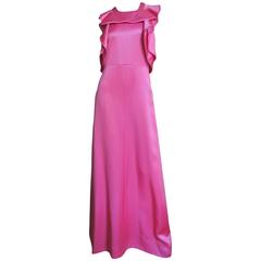 Stunning Chloe Rose Silk Ruffle Gown