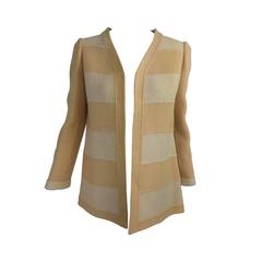 Tiziani horizontal stripe double face wool jacket in camel & cream early 1960s 5