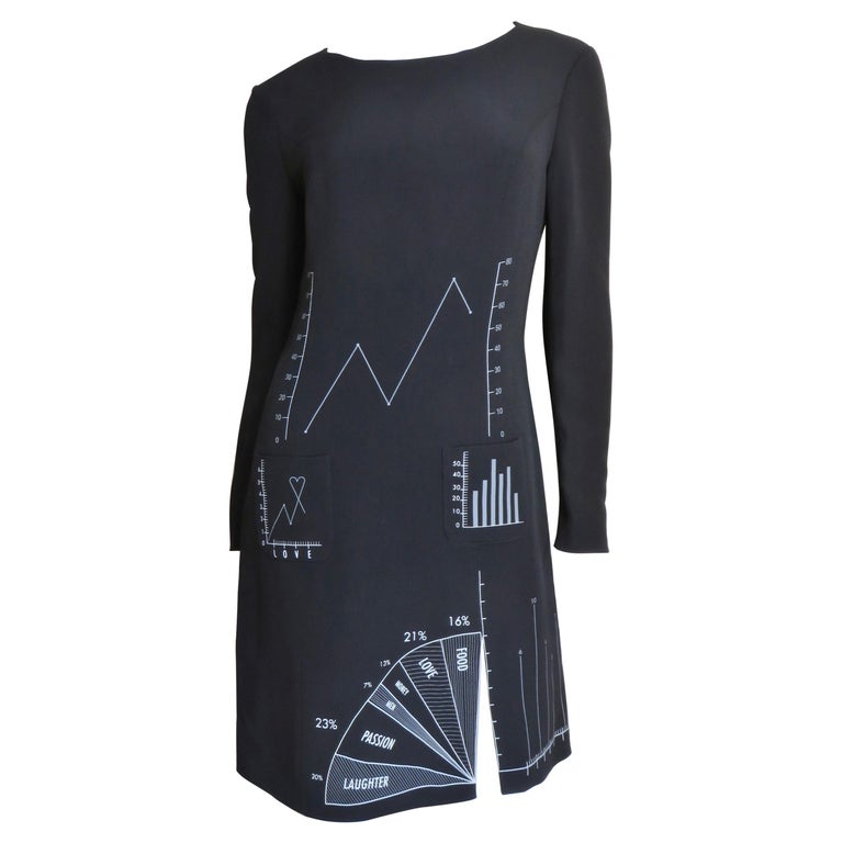 Moschino Charts and Graphs Screen Print Dress For Sale