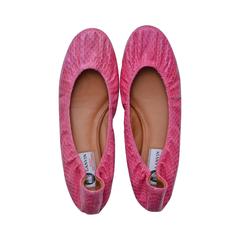 LANVIN Snakeskin Pink Ballerina Shoes  Flats  NEW  40