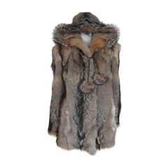 Vintage Rustic wolf hooded fur jacket 