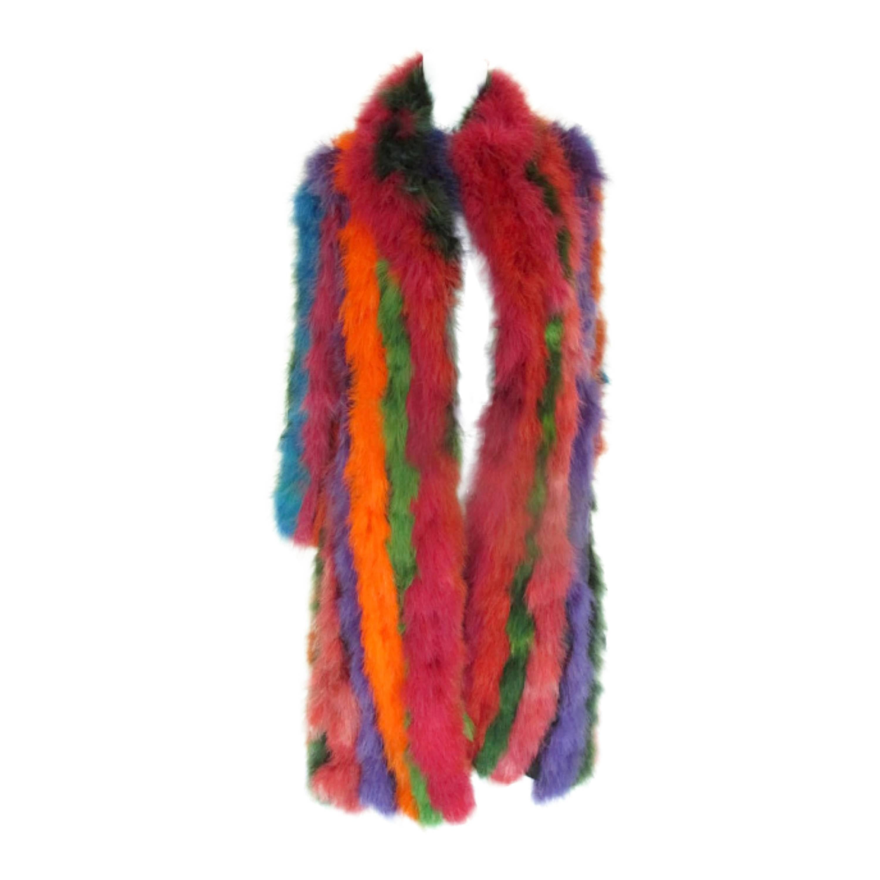 Extravagant rainbow ostrich feather fur coat