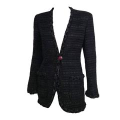 Vintage Emanuel Ungaro Parallele Black Wool Blazer Size 8