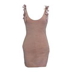 Alaia Flesh Peach Body Con Sleeveless Mini-Dress