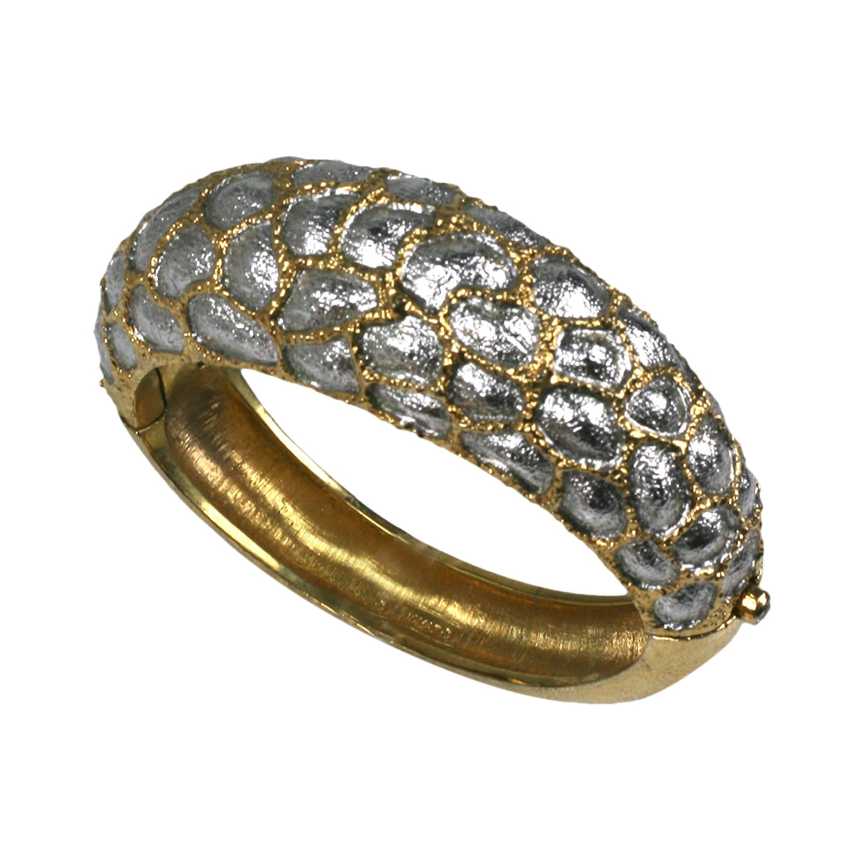 Jomaz Textured Bangle in Gold and Silver Gilt For Sale