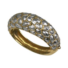 Vintage Jomaz Textured Bangle in Gold and Silver Gilt