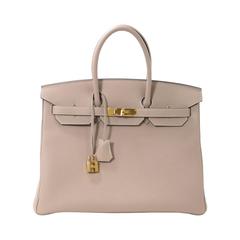 Hermès Gris Tourterelle Togo Birkin with Gold- Grey, 35 cm 