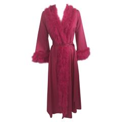 A Magnificent Magenta Marabou Feather Trimmed Caftan & Robe Vintage 6