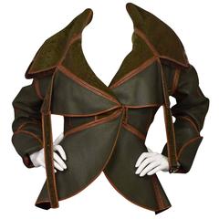 Fendi Olive Green & Brown Reversible Shearling Coat sz 44 10