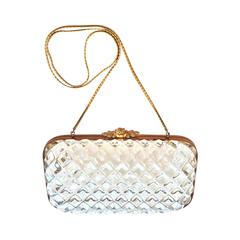 Vintage Judith Leiber minaudiere evening purse in cut crystal lucite