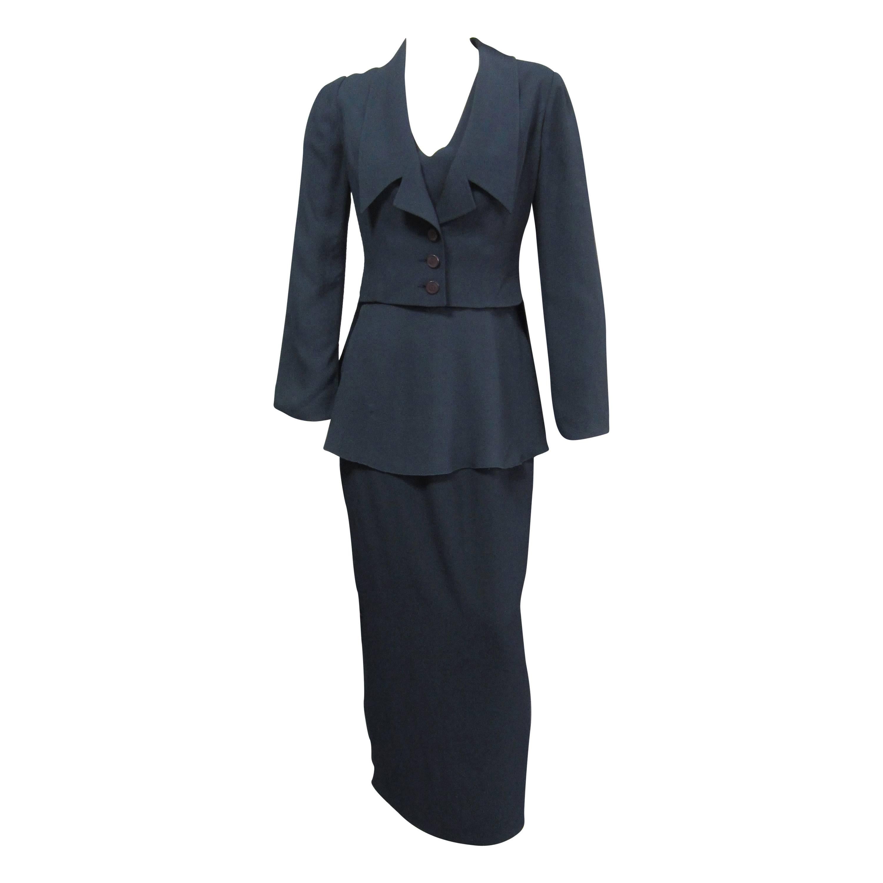 CHLOE 3 piece Ensemble with Jacket, Top & Skirt with Button Detail For Sale