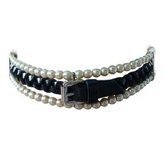 Christian Dior by John Galliano Pearl and Leather Collier de Chien Choker