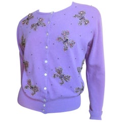 Vintage 1950s Peck & Peck Butterfly Beaded Cashmere Sweater