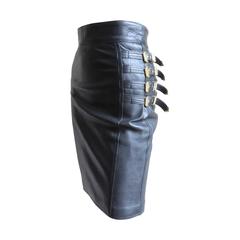 Iconic Gianni Versace Bondage Leather Skirt 12
