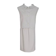 1964 Givenchy Haute-Couture White Linen Tailored Sleeveless Mod Dress Ensemble