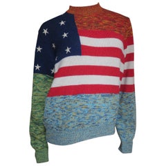 Gianni Versace New Cashmere Colorblock American Flag Sweater
