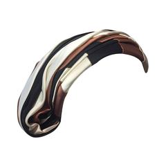 1950s Evelyn Varon Matador-Inspired Black White and Brown Silk Satin Hat 2