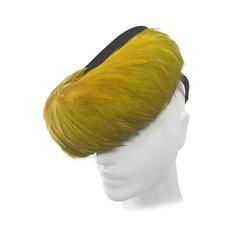 1940s Chartreuse Coq Feather Tilt Hat 