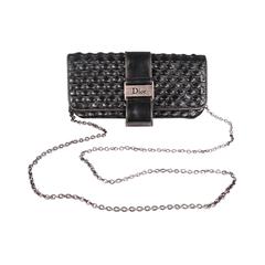 DIOR Black Textured Leather Chain Strap Mini Shoulder Bag