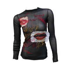 Jean Paul Gaultier Vintage Mesh Top with Eye and Mouth Appliques