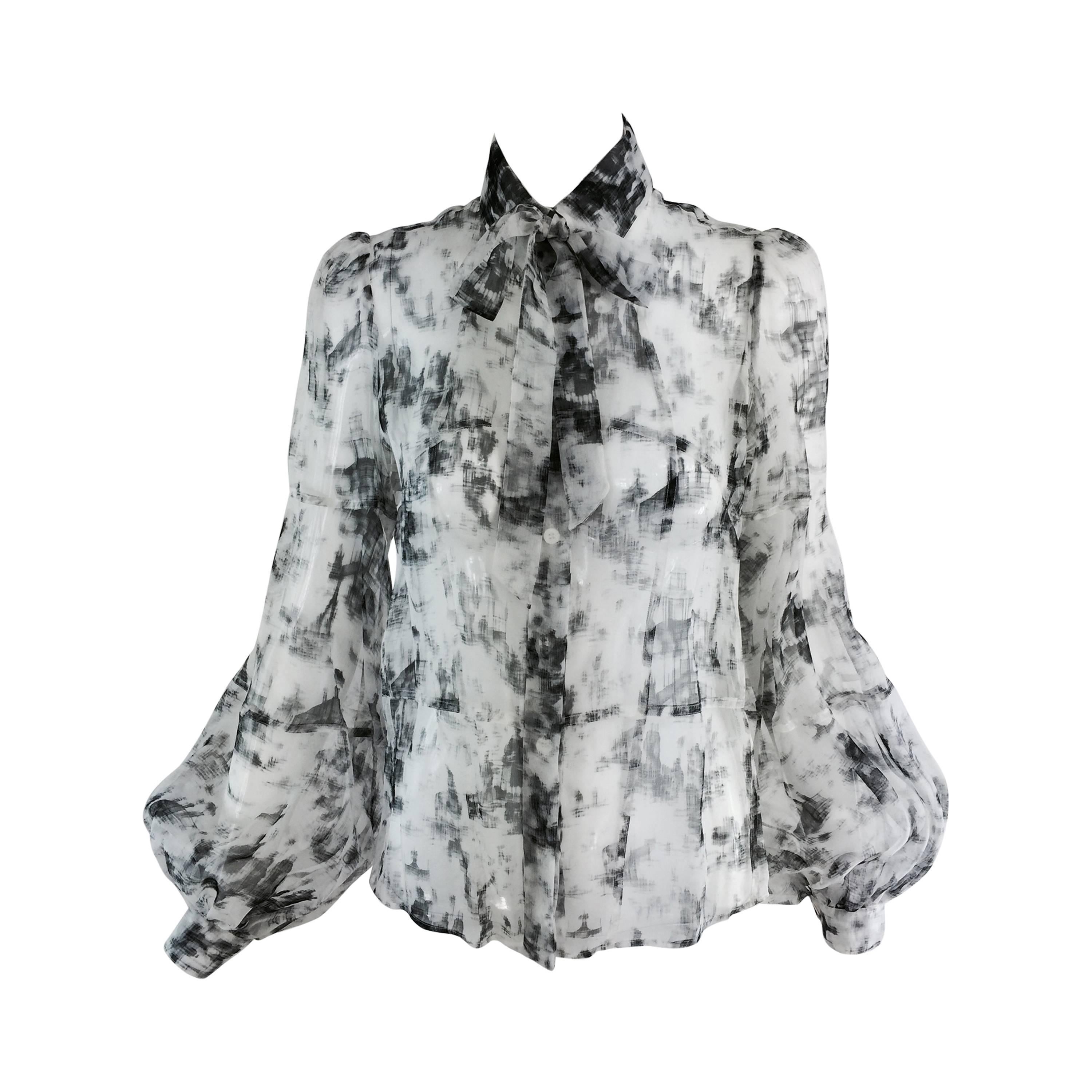 Valentino Hiver 2008 black & white organza blouse