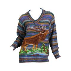 Retro 1980s Missoni Elk Novelty Sweater