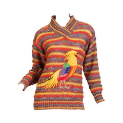 Retro 1980s Missoni Pheasant Novelty Sweater