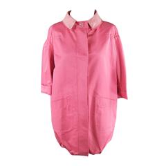NINA RICCI Size 4 Pink Silk Collared Shell Coat