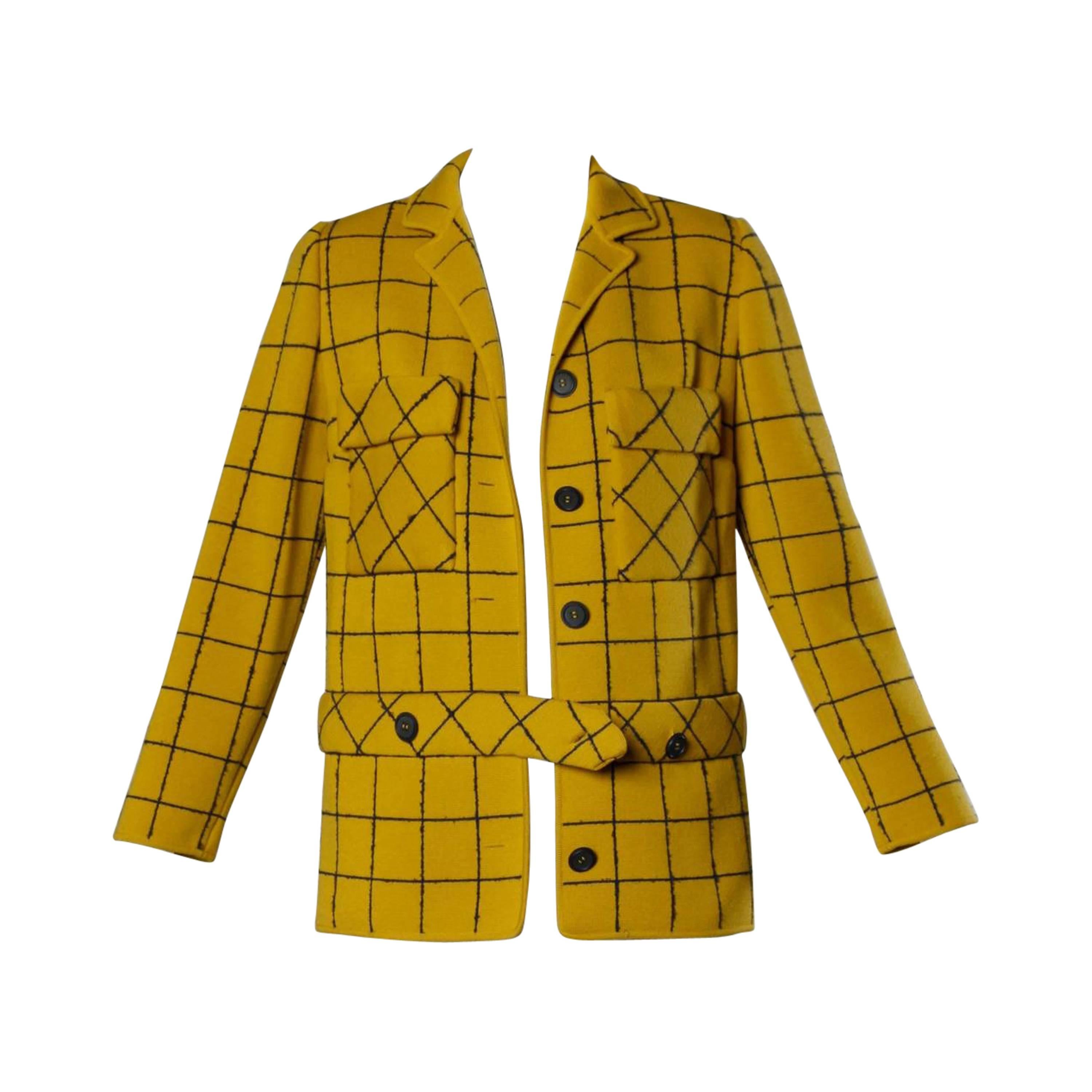 1960s Vintage Gino Paoli Mustard Yellow Italian Wool Knit Sweater Jacket
