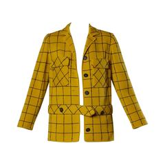 1960s Vintage Gino Paoli Mustard Yellow Italian Wool Knit Sweater Jacket