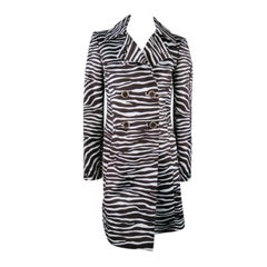 Michael Kors Brown and White Zebra Print Double Breasted Trench coat