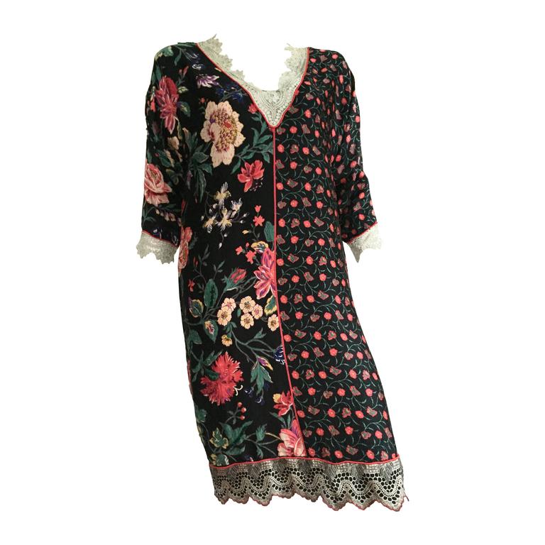 Oscar de la Renta 80s silk dress size 6. For Sale at 1stDibs
